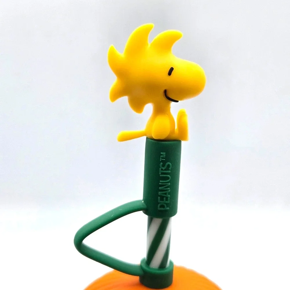 Starbucks x Peanuts Snoopy Glass Cup Clear w/ Orange Lid & Straw